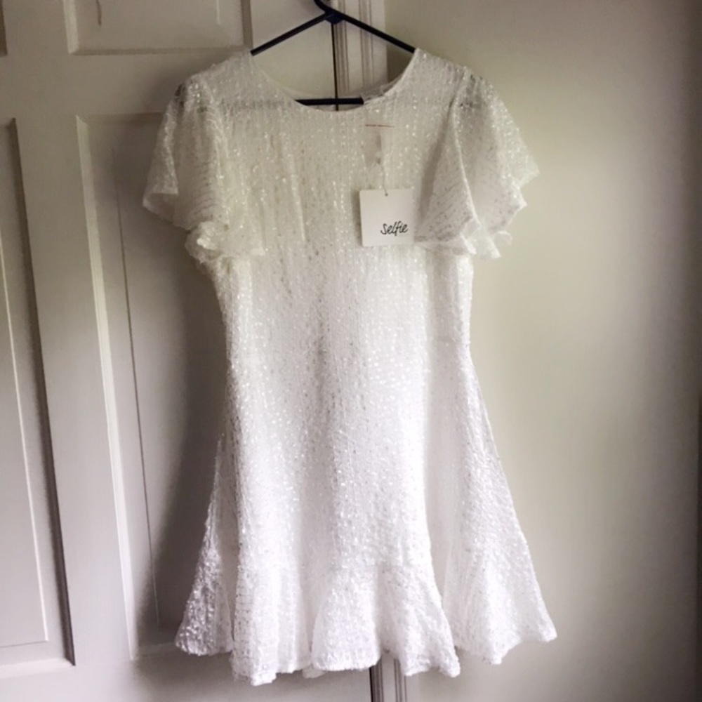 Isabelle Angel Sleeve Empire Dress White